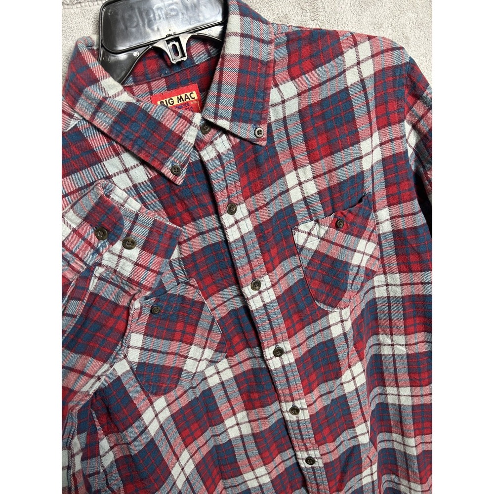 Big Mac JC Penny Flannel Shirt Mens M Red Plaid Long Sleeve Workwear